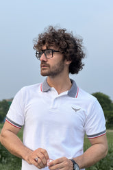 Contrast Jacquard Collar Polo Shirt - Horizon